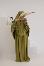 The Mosterd Green Bow Sleeve Khimaar Set