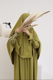 The Mosterd Green Bow Sleeve Khimaar Set